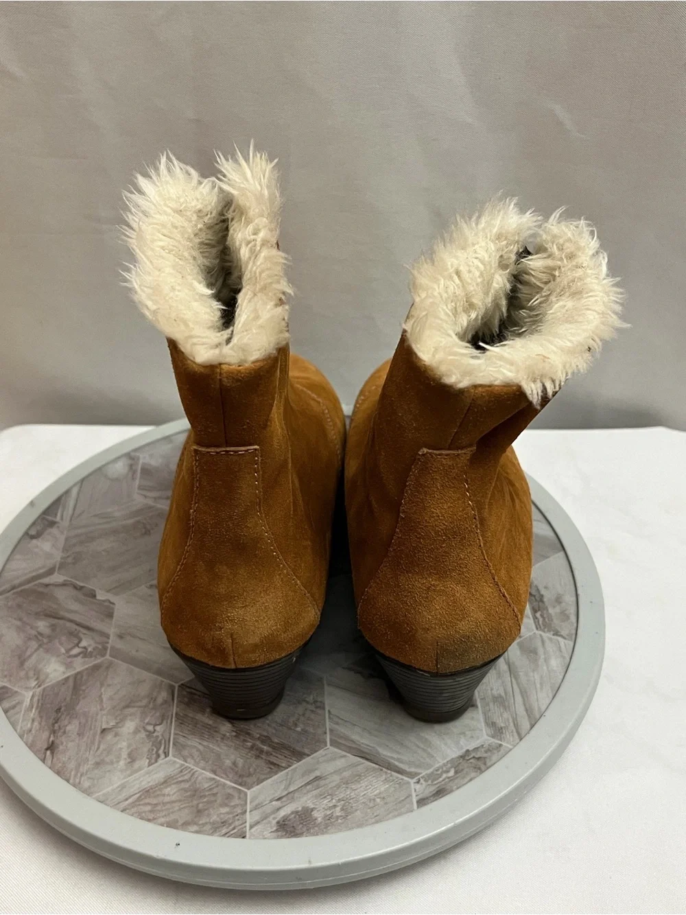Sporto Women’s Brown Suede Faux Fur Lined Wedge Ankle Boots Size 8.5
